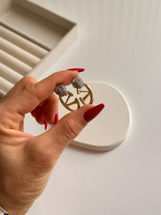 Zirkon Taşlı Geometrik Disk Küpe | GOÉZ