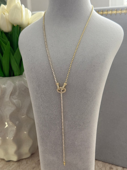 Oval Toka Zirkon Tennis Lariat Kolye | GOÉZ