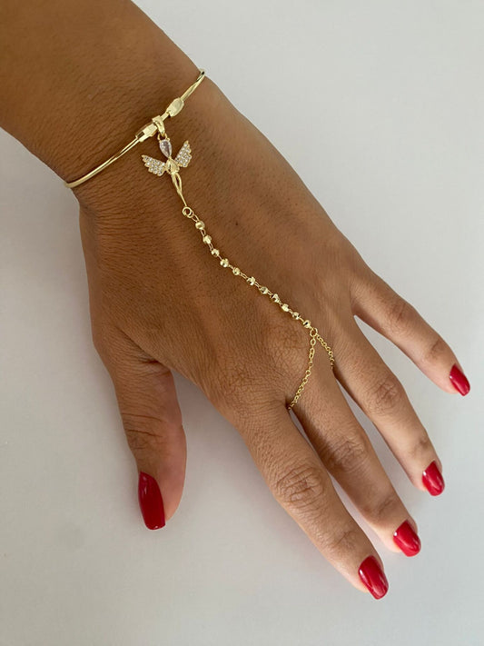 Şahmeran Zirkon Kelebek Bileklik Parmak Zinciri | GOÉZ