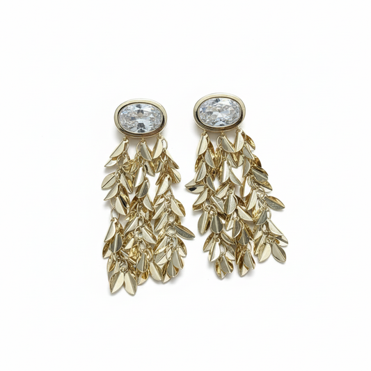 Zirkon Taşlı Yaprak Salkım Küpe | GOÉZ