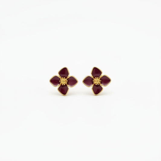 Bordo Çiçek Küpe | GOÉZ